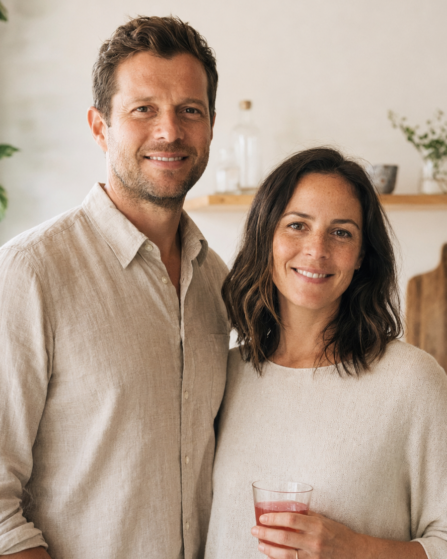 James & Sarah, co-founders of Calmaura.