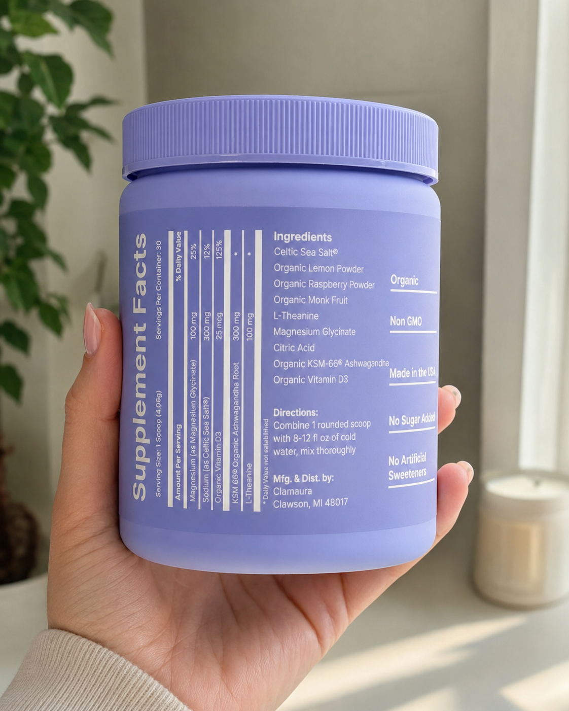 Calmaura and the viral calm drink, label to label